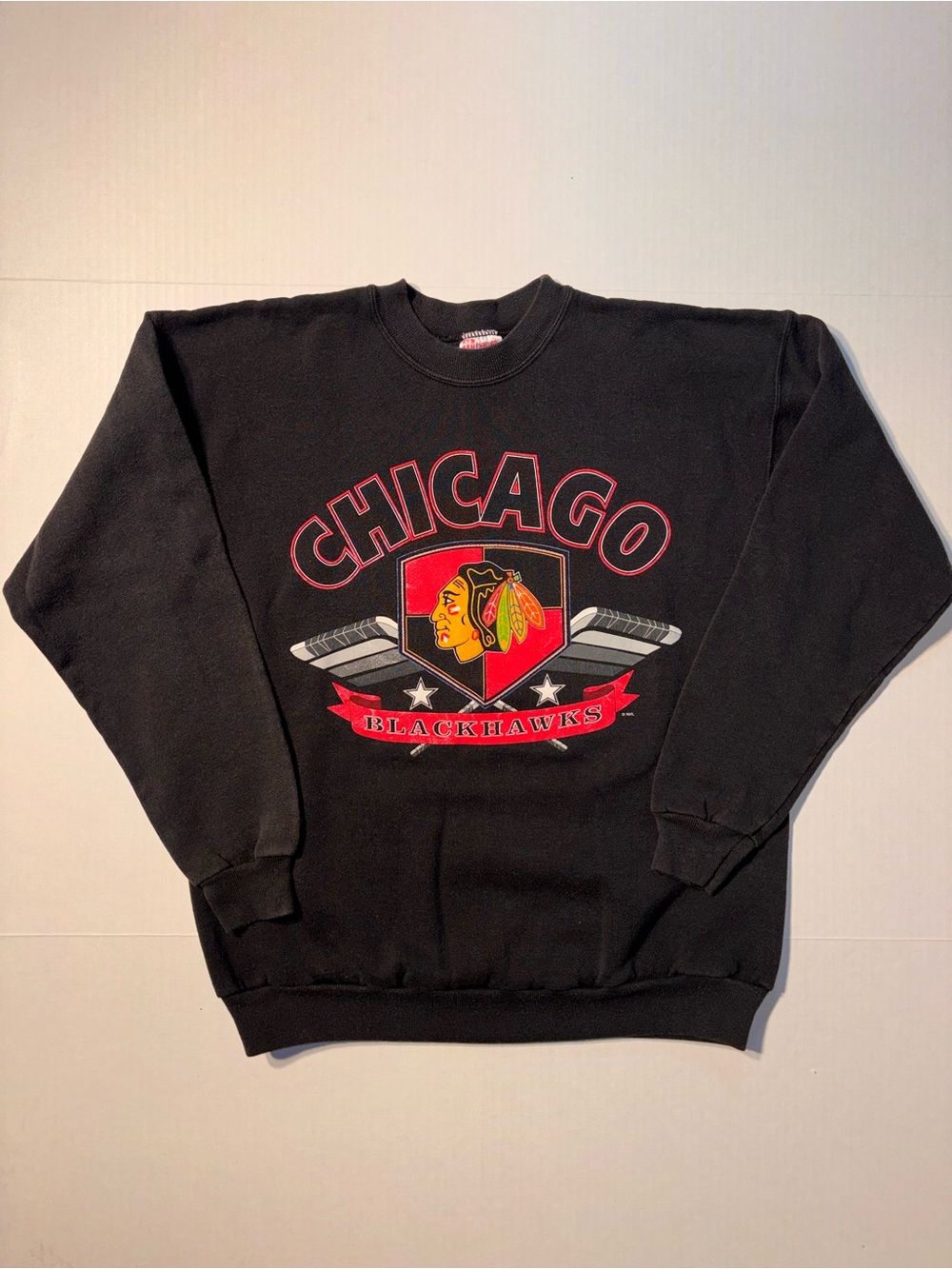 Vtg Hanes Activewear Chicago Blackhawks NHL Hockey 90’s Crewneck Sweatshirt Sz L